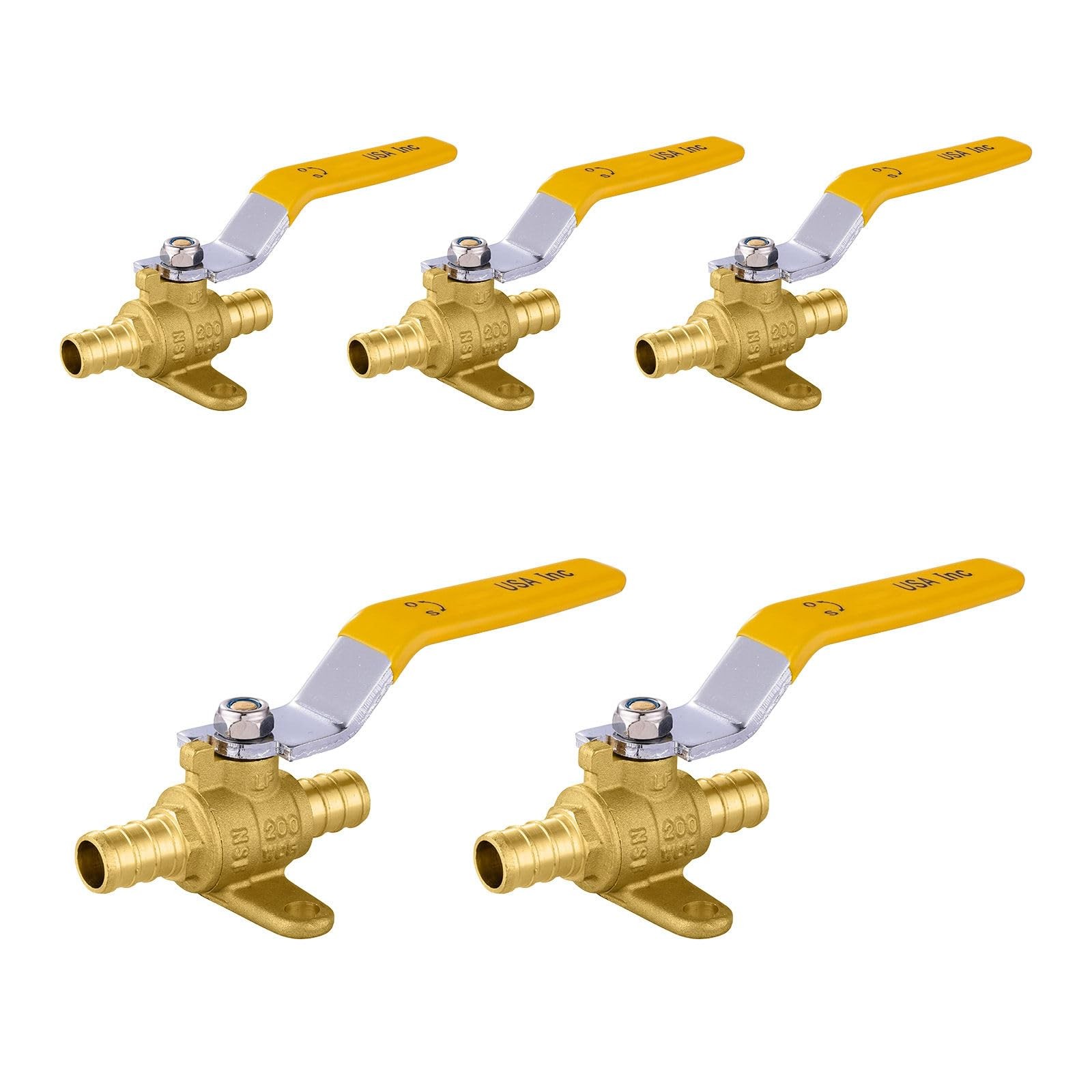 5 PCS 1/4 Turn PEX Crimp Ball Valve 1/2 Inch Drop Ear ShutOff Plumbing