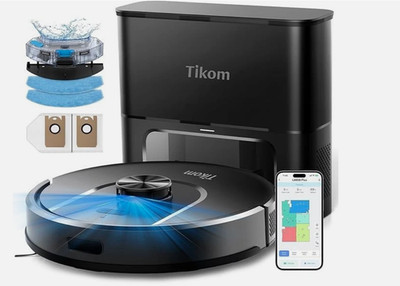 Tikom Saugroboter Wischfunktion 6000Pa L8000 Roboter Absaugstation WLAN LiDAR