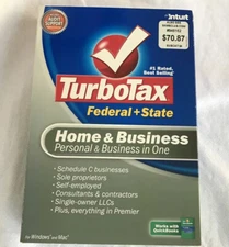 2007 Intuit TurboTax Home & Business Schedule C Federal + State Windows & Mac CD