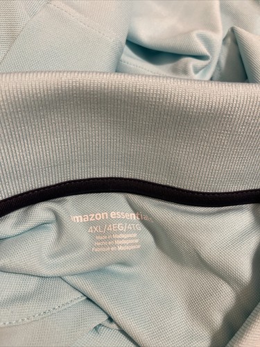 Mens Amazon Essentials Aqua Blue Polo Size 4XL Big & Tall Pic Short Sleeve NWT - Picture 5 of 5