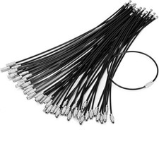 Packs of 6" 8" 10" 12" Black Vinyl Coated Stainless Steel Wire Cable/ Key Ring