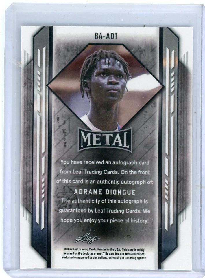 2022 Leaf Metal Prism Refractor ADRAME DIONGUE Auto No. BAD1! - Image 2 of 2