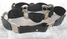 VG FASHIONABLE METAL LOOP  LEATHER BLACK JEANS BELT - "S"/ 34"
