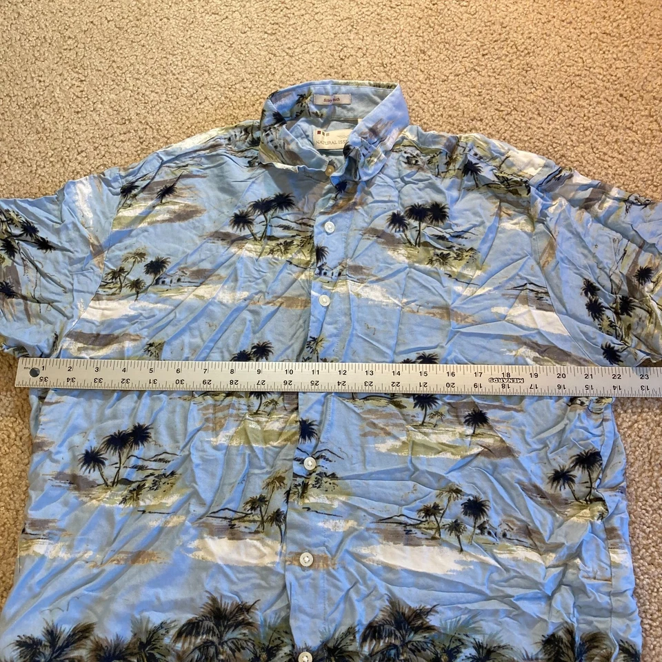Camisa Hawaiana Manga Corta Azul Edición Natural Para Hombre Talla M Mediana Abotonada Foto 2 de 4