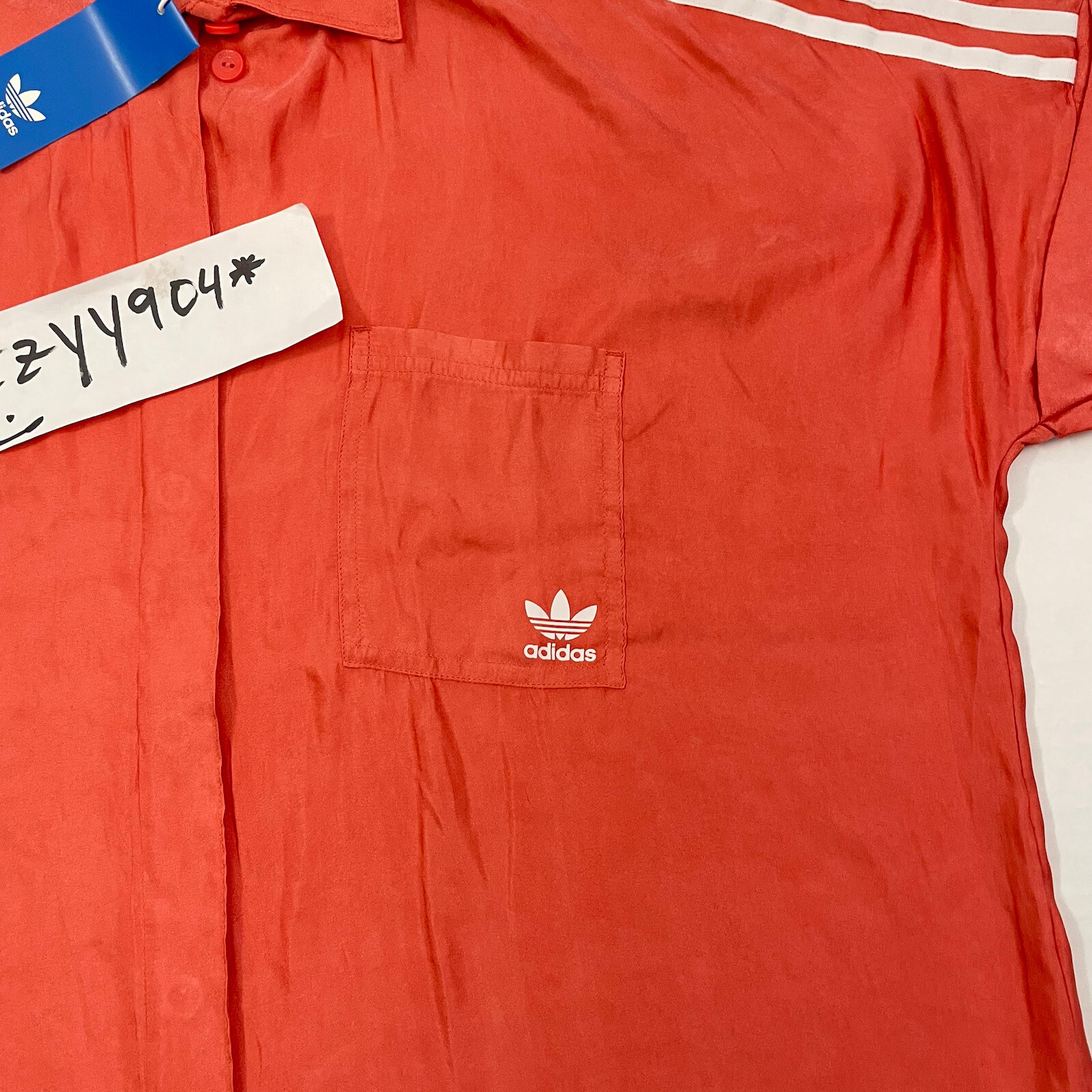 RARE Womens Size XS Adidas Originals Satin Shirt Collared Dress FM2618 Mango image 5