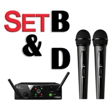 AKG WMS40 Mini Dual Vocal Wireless Microphone System 3350X00060 US25 Set B & D