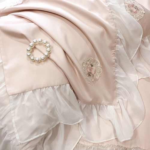 Bedding Set 4pcs Pure Cotton Lace Embroidery Duvet Cover Bed Skirt 2 Pillowcases - Picture 9 of 18