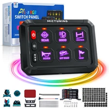 RGB 6 Gang Switch Panel On-Off LED Circuit Control For Jeep Off-Road UTV Marine
