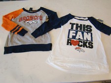 NFL Team Apparel Girl's Denver Broncos Top Shirt Gray Sweatshirt 12 14 Large NEW