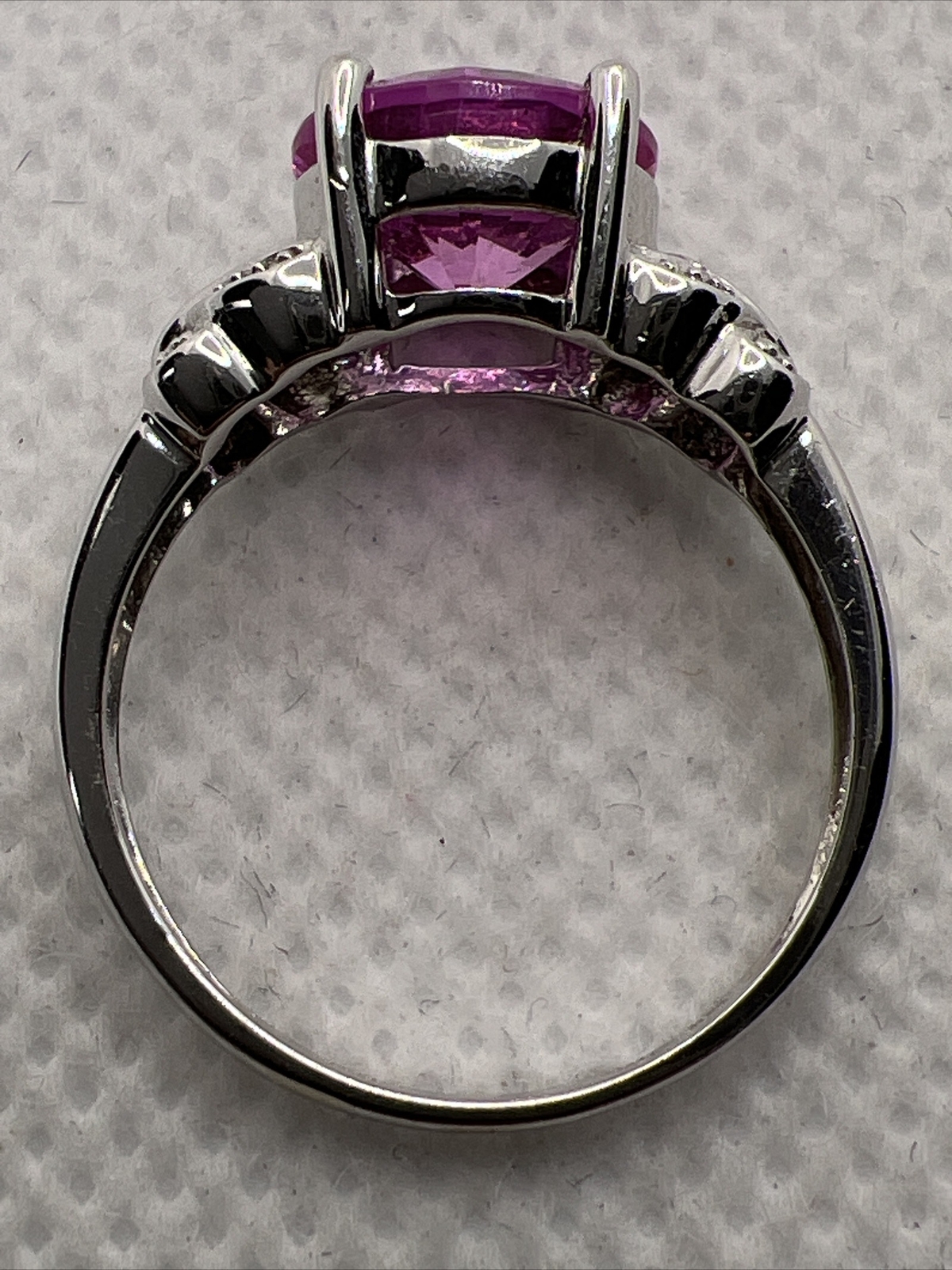 ATTRACTIVE Solid 14K White Gold Created Pink Sapp… - image 5