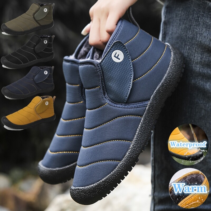 Men's Winter Warm Snow Boots Waterproof Cotton Shoes Outdoor Walking Sneakers
