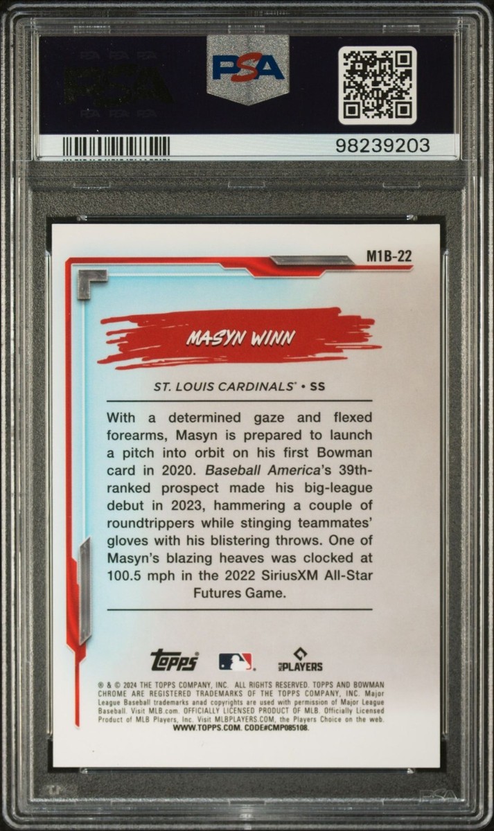 Masyn Winn 1st Bowman 青リフラクター 150枚限定 MLB 2024 Bowman Chrome Masyn Winn My 1st RC Mini Diamonds /150
