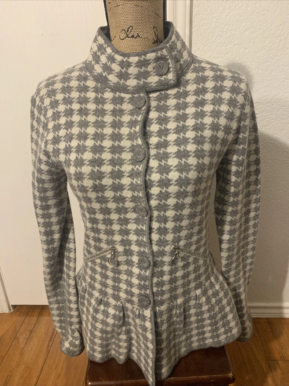 VETEMENTS Giacca donna Jazmin Chebar 2 fantasia 80% lana grigio bianco usata in ottime condizioni