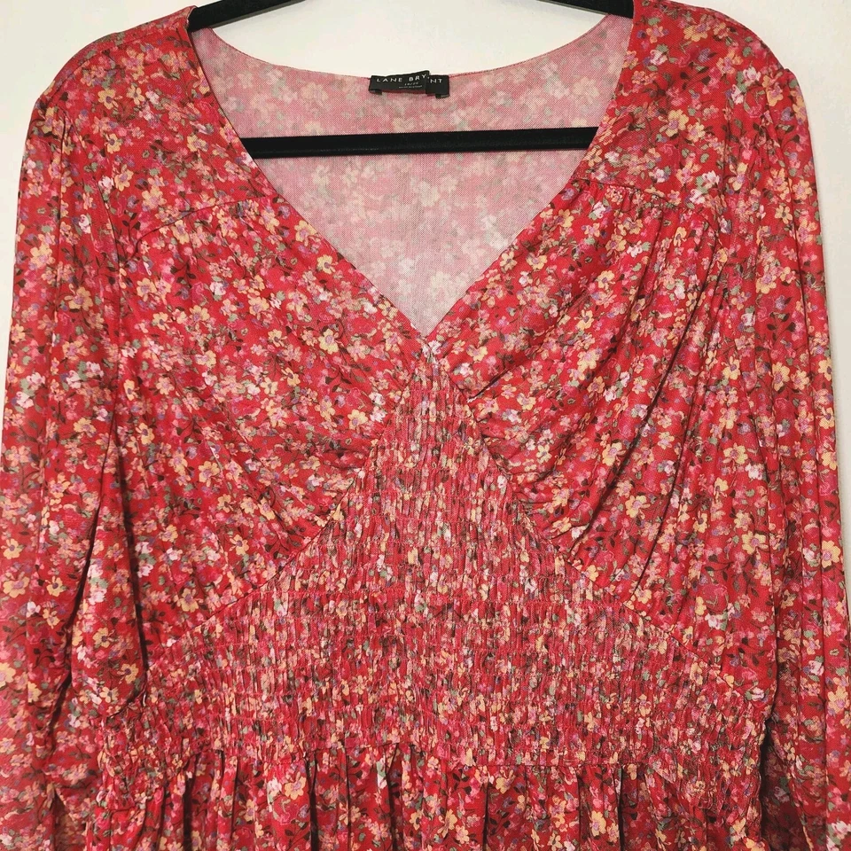 Lane Bryant para mujer talla Top Babydoll 18/20 Rosa Floral Calzoncillo Forrado Manga Transparente Foto 2 de 4