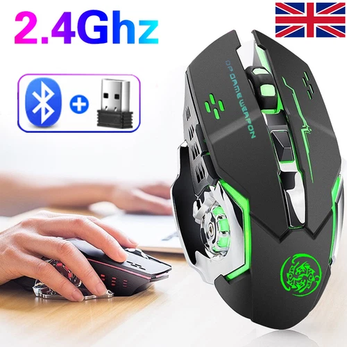 Silent Wireless Gaming Mouse Multi-Colour Backlit Rechargeable For Laptop PC Mac