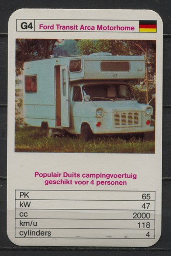 Ford Transit Arca Motorhome Vintage Kwartet card/Quartet card/Spielkarte
