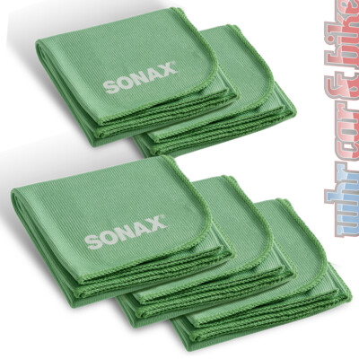 5 x Sonax windscreen cloth microfibre cloth inner + disc 265GSM glass finish cloth 40 x 40 cm