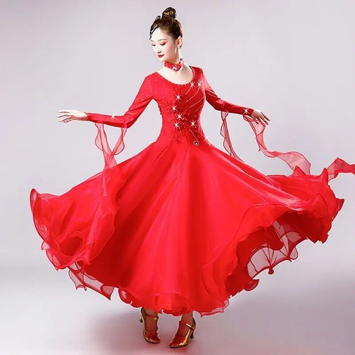 National Standard Dance Costume Social Dance Waltz Dress Ballroom Dance Clothes - Picture 26 of 27