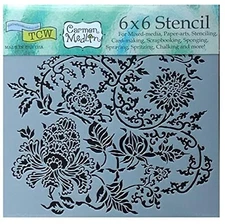 Asian Floral Vine Flowers Stencil Oriental Garden Flower Bouquet Stencils 6x6