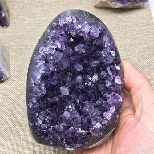 Large Cut Base Natural Amethyst Quartz Crystal Cluster Geode Home Ornament Reiki - Picture 3 of 18
