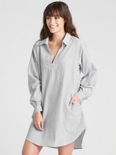 GAP Poplin Sleep Shirtdress with Embroidered Detail Black Stripe S item #356080