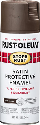 241239 Stops Rust Spray Paint, 12 Oz, Satin Dark Brown