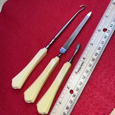 ANTIQUE Celluloid VANITY SET - 1920's - Antique Pyralin FRENCH IVORY - 3 Piece