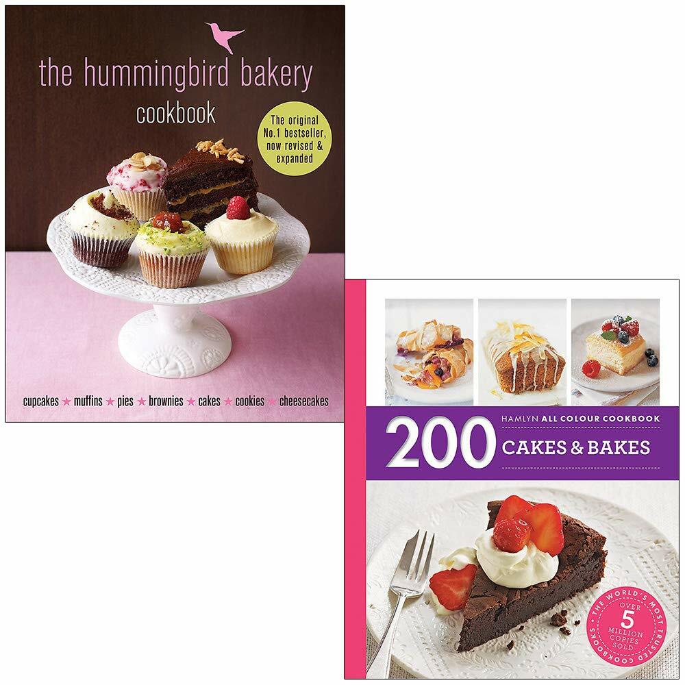 The Hummingbird Bakery Cookbook & 200 Cakes & Bakes 2 Books Collection Set NEW
