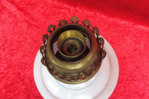 schöne, alte Tischlampe , Petroleum-Lampe, Glas bemalt , Jugendstil - Picture 3 of 5
