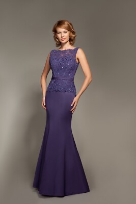 Mark Lesley Purple Bridesmaid Prom Evening Fishtail Long Dress UK 12 NEW |  eBay UK