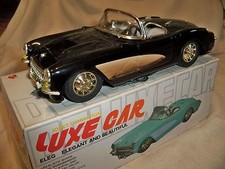 Vintage Black Luxe Corvette Convertible Tin Toy Friction Car,w/Box