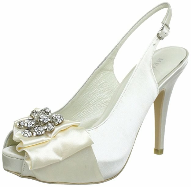 RP £144 MENBUR NEPHIN SIZE 38 IVORY SATIN DIAMANTE SLINGBACK