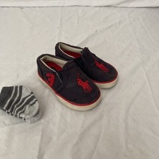 Ralph Lauren Polo Navy Blue Pony Canvas Slip On Shoes Toddler Boys US 5