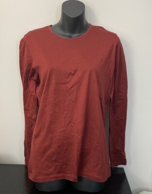 Authentic Womens Hermes Paris burgundy red long sleeve top Made In Italy