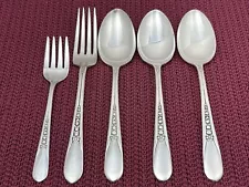 5 Forks Spoons 1941 PRISCILLA LADY ANN Wm Rogers Mfg International Silverplate