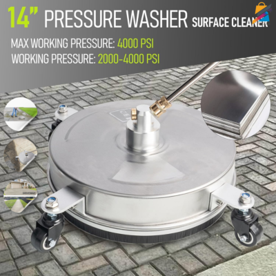 #ad 14quot; Pressure Washer Surface Cleaner 4000 PSI Wheels Wand Stainless Steel $101.13