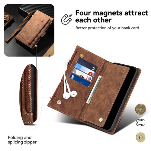 For Nothing Phone (3a) Pro Crossbody Wallet Case with RFID Blocking Zipper Cover - Picture 25 of 34