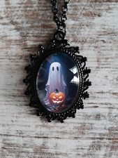 Custom Made Halloween Ghost and Pumpkin Necklace