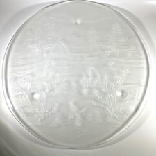 American Glass Winter scene 14" Embossed Glass Serving Platter Plate