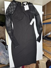 NWT Premier Amour Mesh Sleeve Midi Sheath Dress Size 2 Little Black Dress