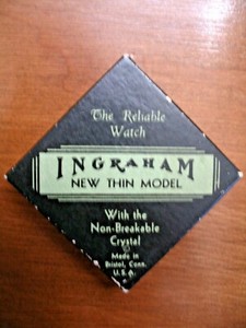 Vintage Ingraham "New Thin Model" Watch Box (BOX ONLY) w/ Guarantee Papers