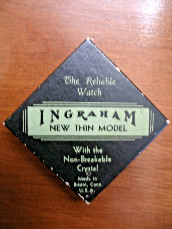 Vintage Ingraham "New Thin Model" Watch Box (BOX ONLY) w/ Guarantee Papers
