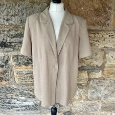 Berkertex Short Sleeve Blazer 18 Button Jacket Vintage 90s Minimalist Beige Dark