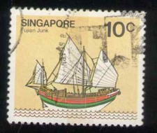  Singapore. 338. 10c. Fujian Junk. Used. 1980