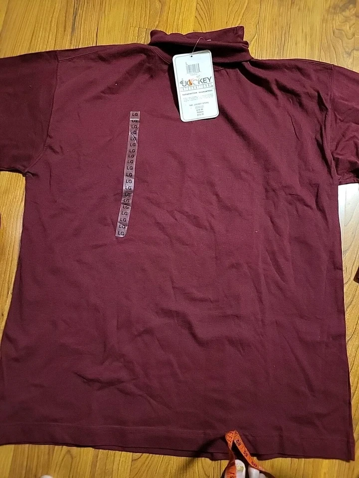 Camisa De Colección Jockey Cuello Alto Manga Larga Lg Granate Nueva Con Etiquetas 1993 46" Pecho Foto 4 de 4