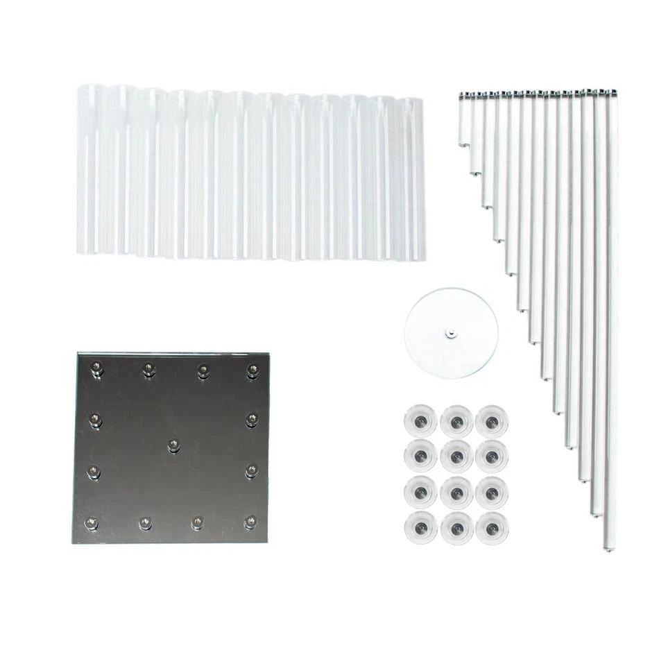 Candelabro cuadrado de cristal transparente de 12 brazos de 4,5 pies para fiesta Foto 3 de 4