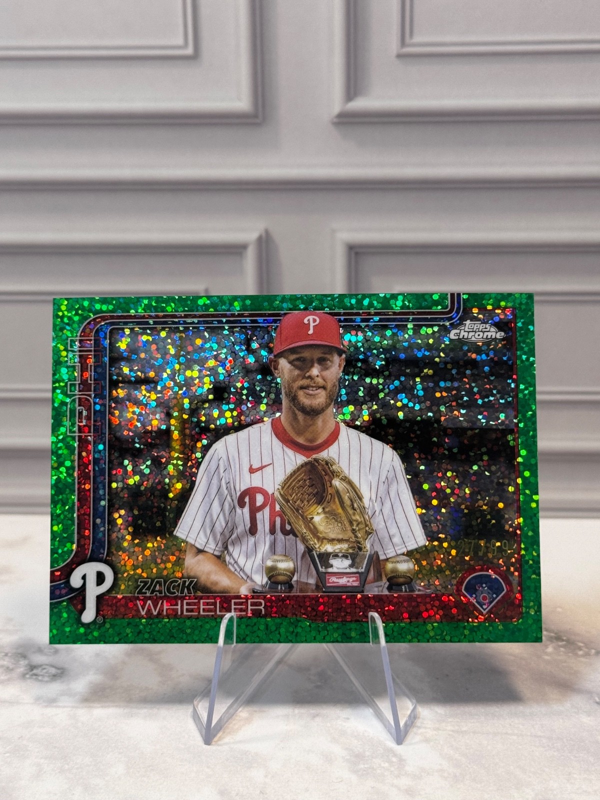 2025 Topps Chrome - Zack Wheeler Image Variation #189 Green Speckle /99