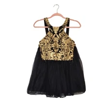 Say Yes To The Dress Black & Gold Embroidered Two-Piece Dress Size 3