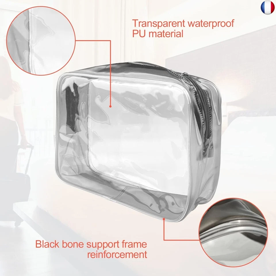 Trousse de Toilette Transparente - 2 Sacs d'avion Transparents - Trousse de - Photo 4/4