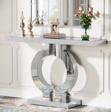 Mirrored Console Table, Modern Entryway Table with Thickened Mirror Finish Table